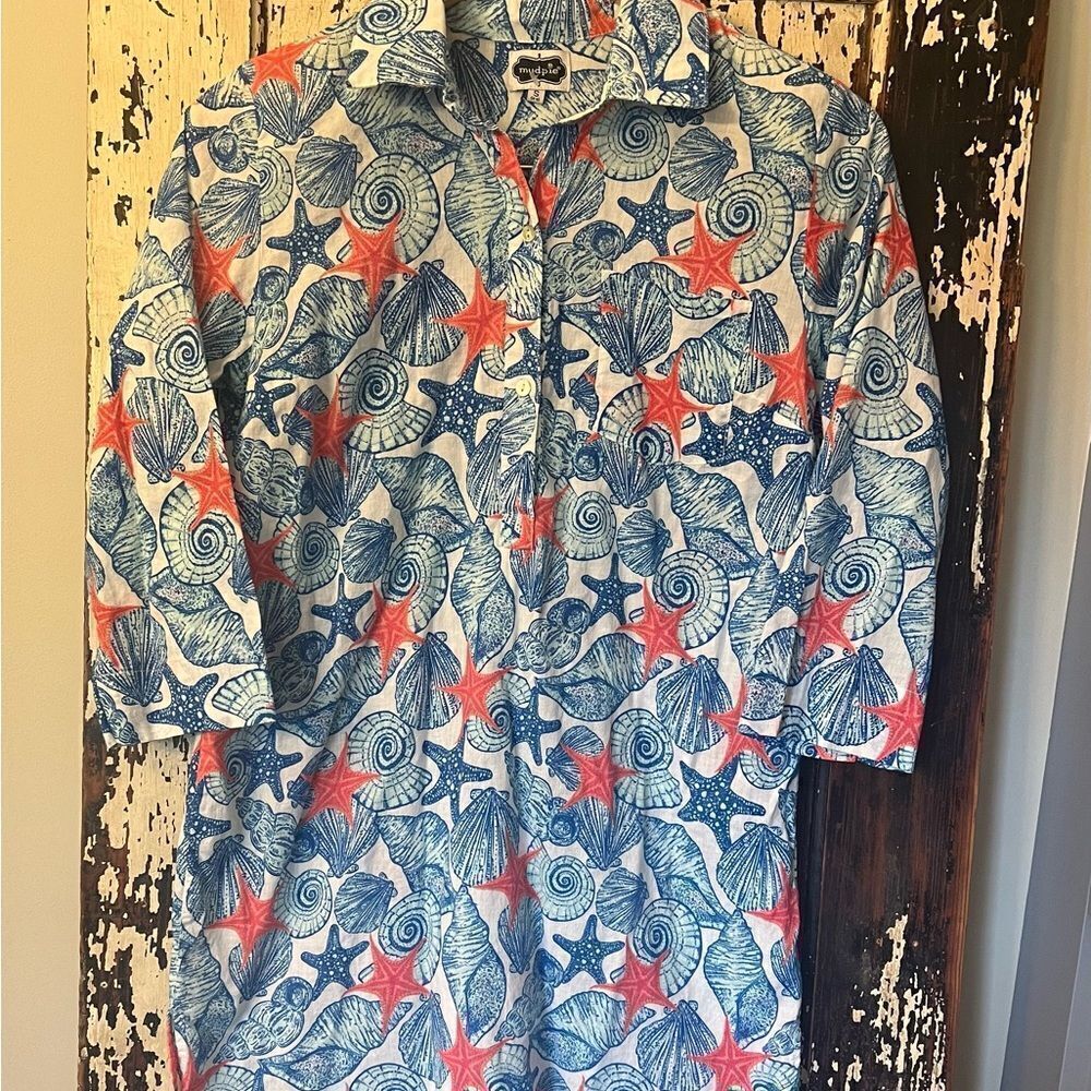 Mudpie Sea swim coverup dress size small. Coastal. Beach. Seaside. Resort.